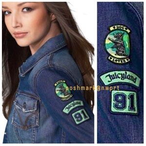 JUICY COUTURE 🐕 Denim Patches Jacket Juicyland Scottie Dog Lover Jean XS S